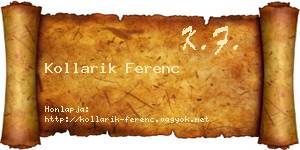 Kollarik Ferenc névjegykártya